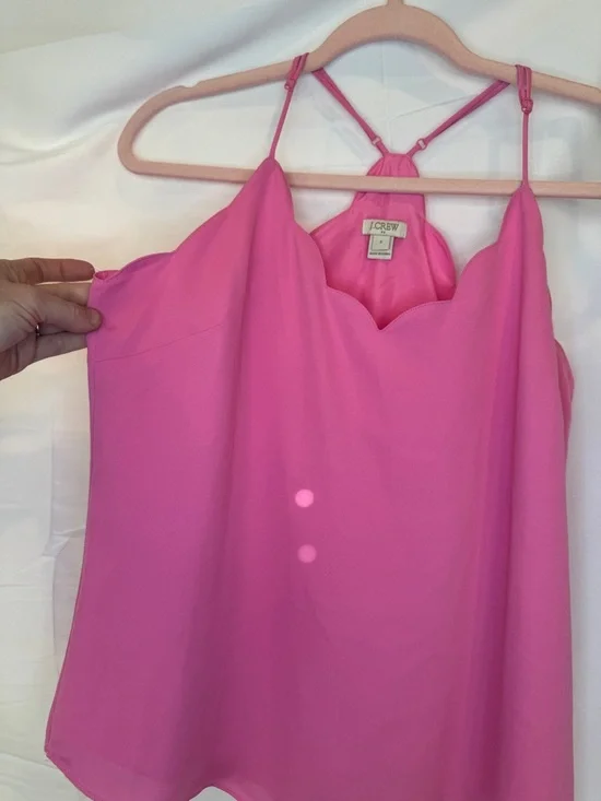J Crew Hot Pink Scallop-Edge Strap Tank Top - Picture 4 of 9